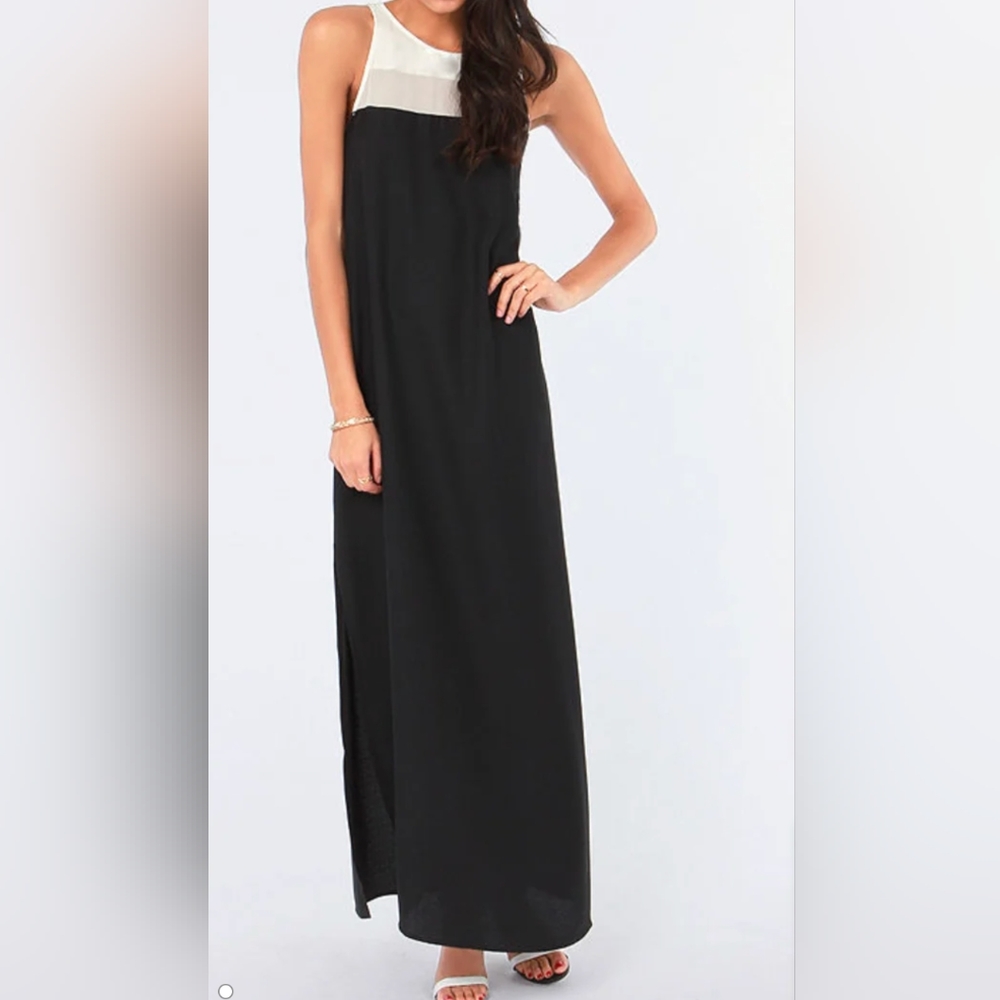 BB Dakota Women's Size Small Sola Ivory & Black Long Sleeveless Maxi Dress